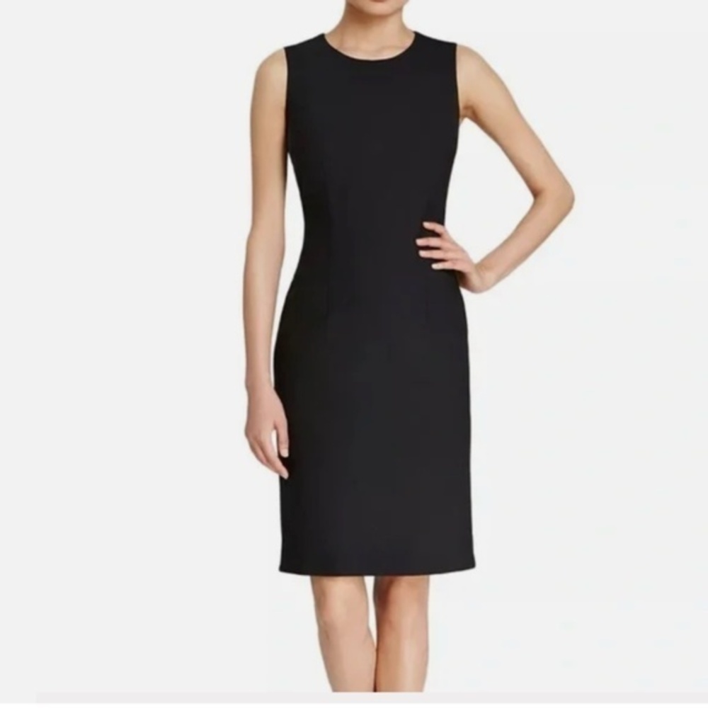 Boss Dirusa Black Tropical Wool Sheath Sleeveless Dress Nwt 12